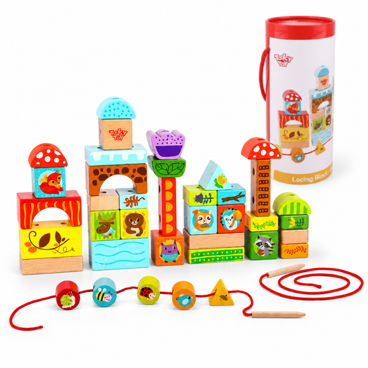 Tooky Toy Wooden Lacing Blocks