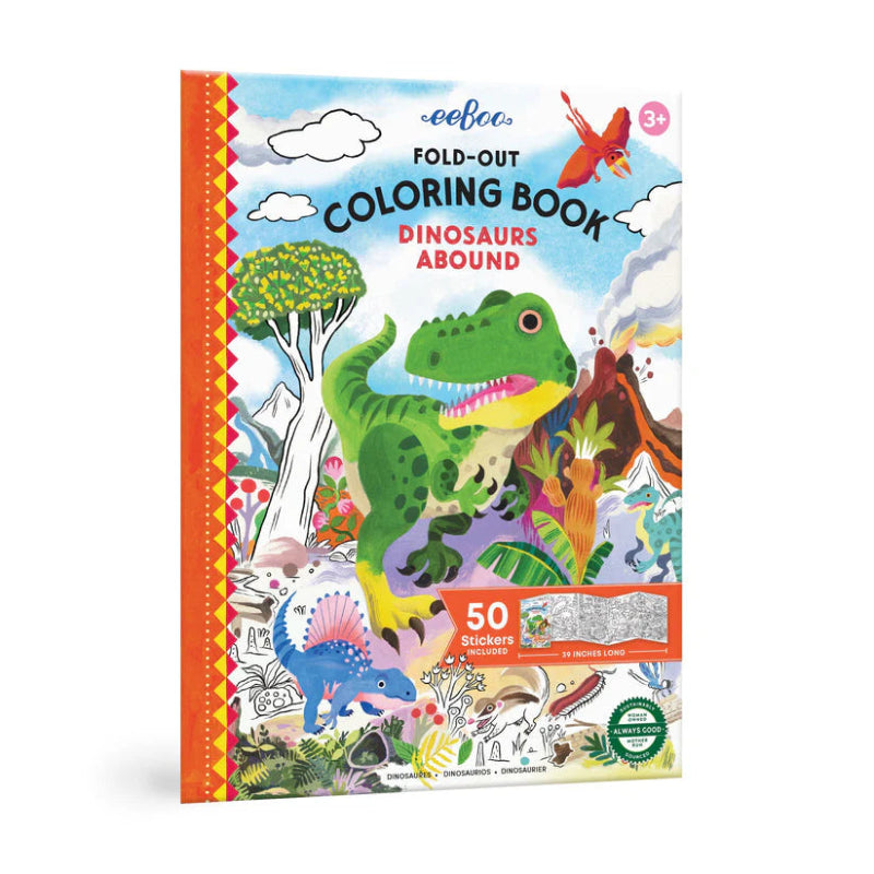 eeBoo Fold Out Colouring Book Dinosaurs Abound