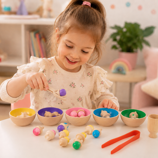 Wooden Acorn Counting and Sorting Set