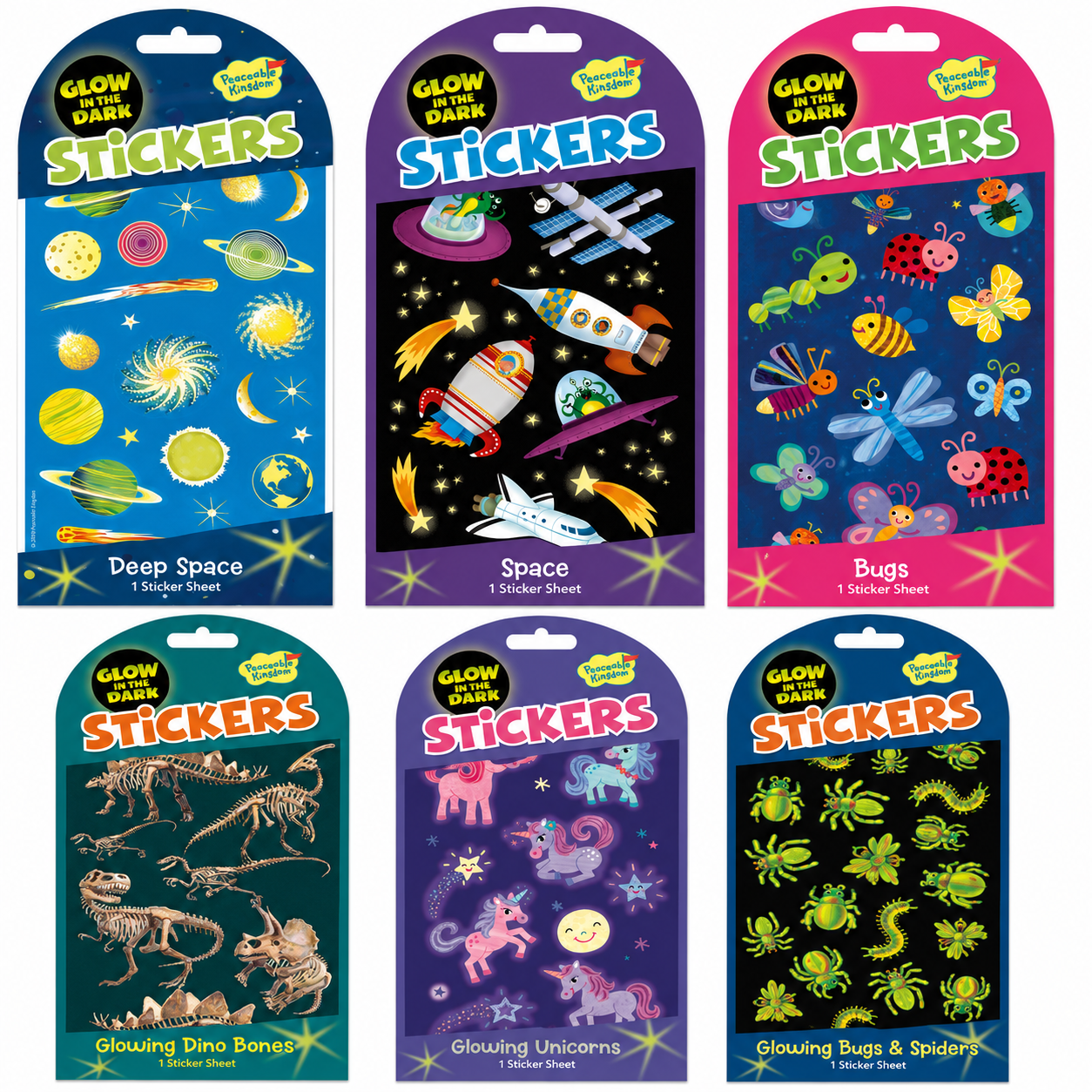 Peaceable Kingdom Glow-in-the-dark Stickers - Various Designs