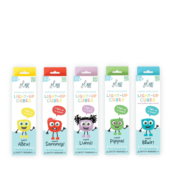 Glo Pals Original Water Activated Light Up Sensory Cubes 4 Piece