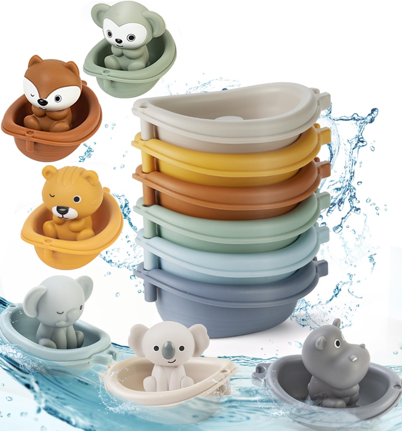 Animals & Matching Boats Bath Set