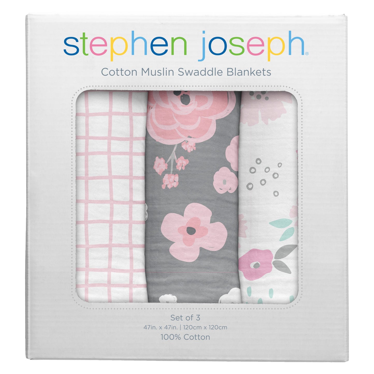 Stephen Joseph Muslin Blanket - Set of 3