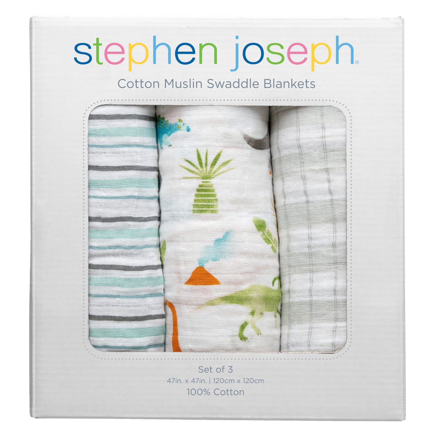 Stephen Joseph Muslin Blanket - Set of 3