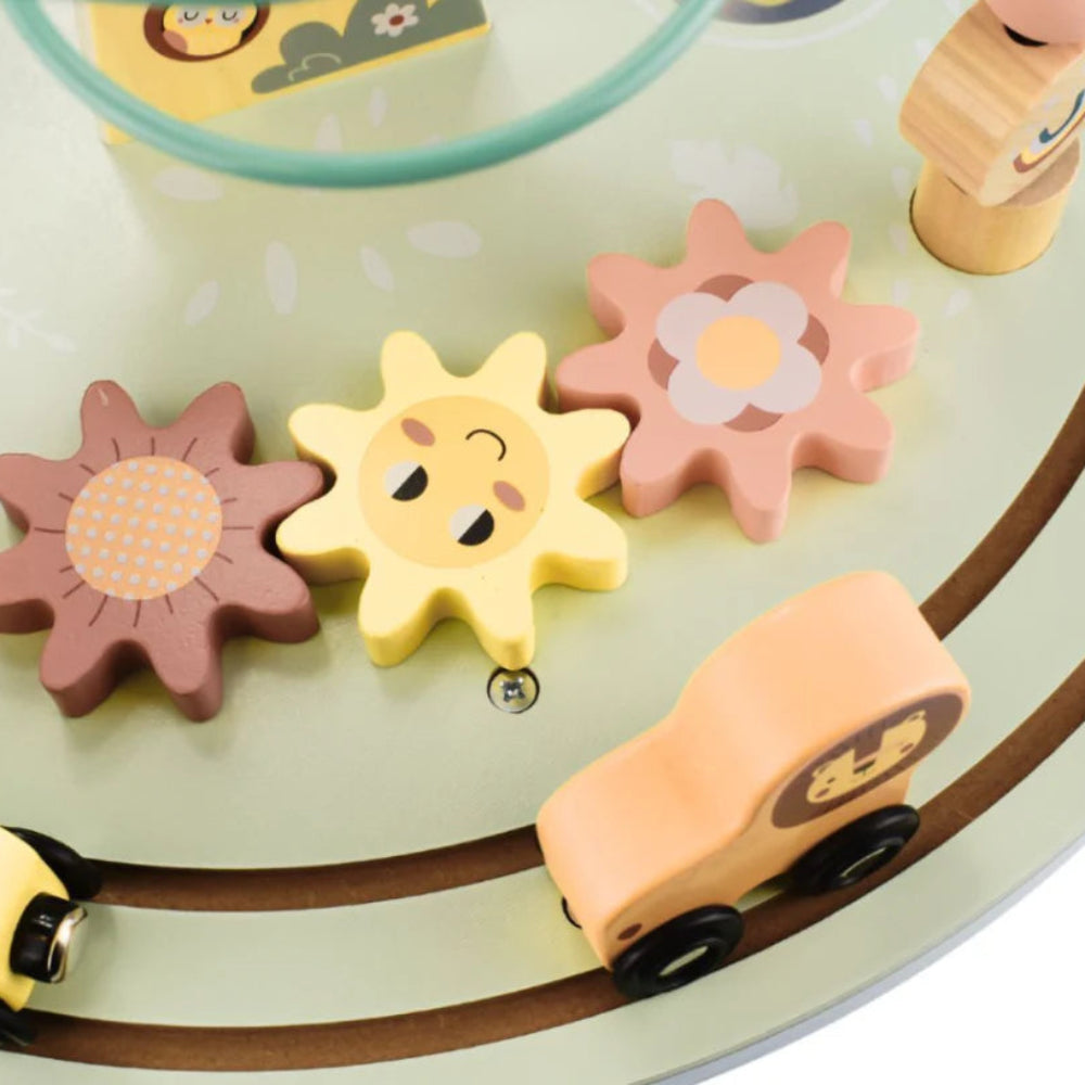 TookyToy Wooden Activity Table with Bead Maze Shape Sorter