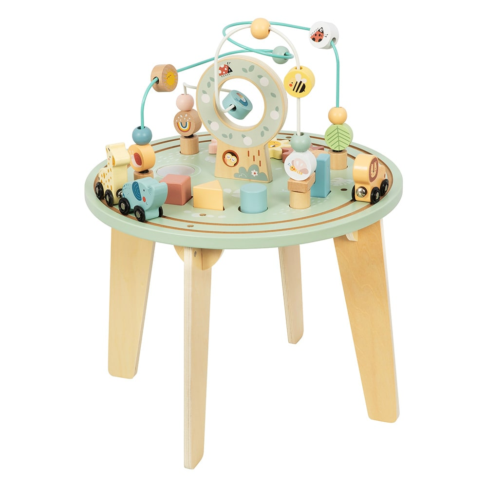 TookyToy Wooden Activity Table with Bead Maze Shape Sorter