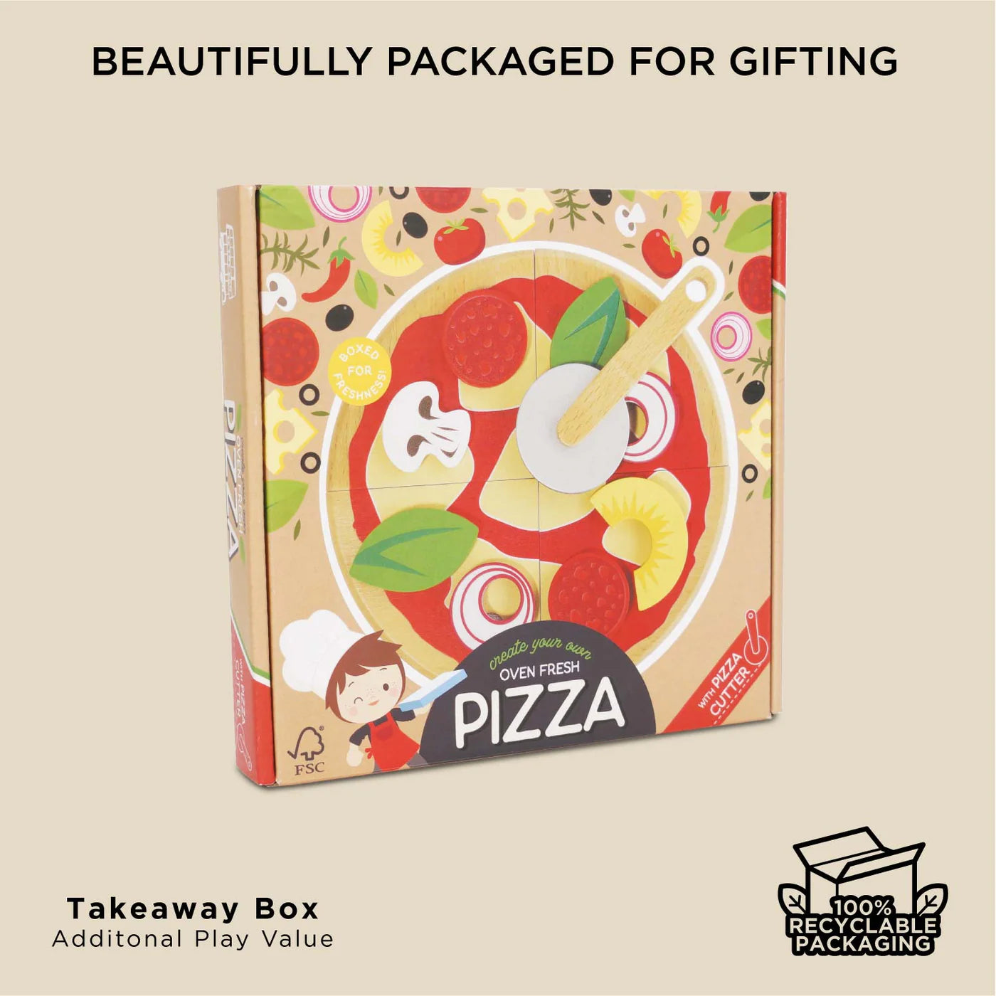 Le Toy Van Pizza & Toppings With Slice Cutter