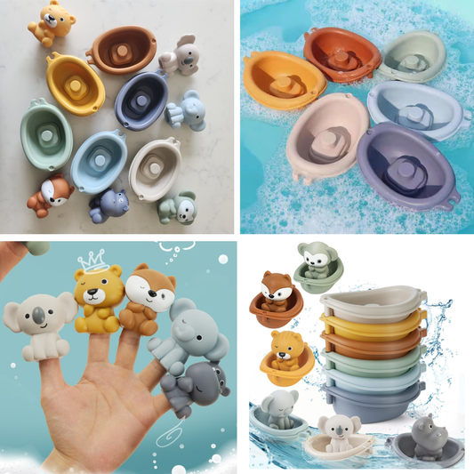 Animals & Matching Boats Bath Set