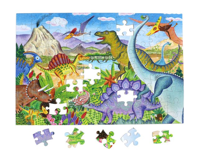 eeBoo - Age of the Dinosaur 100 Piece Puzzle