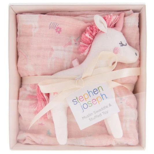 Stephen Joseph Muslin Blanket and Stuffed Animal