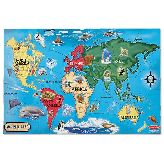 Melissa and Doug World Map Floor Puzzle - 33 Pieces