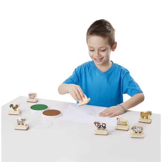 Melissa & Doug First Wooden Stamp Set - Farm Animals