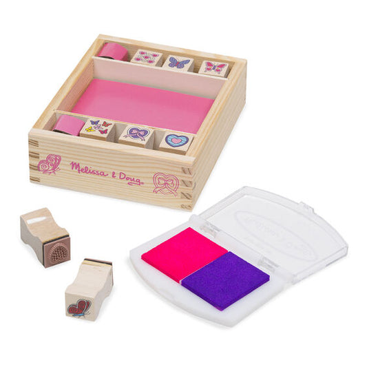 Melissa & Doug Wooden Stamp Set - Butterflies & Hearts