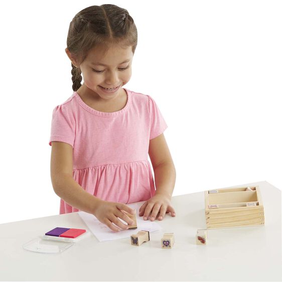 Melissa & Doug Wooden Stamp Set - Butterflies & Hearts