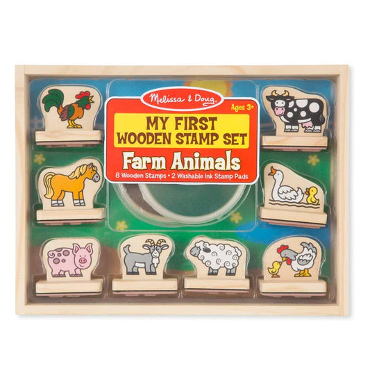 Melissa & Doug First Wooden Stamp Set - Farm Animals
