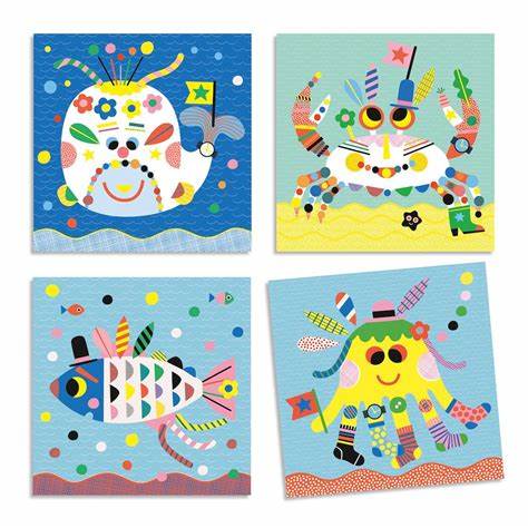 Djeco Create with Reusable Stickers: Sea Creatures